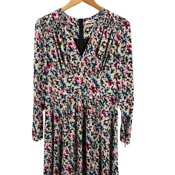 JASON WU Black/Multicolor Dot V-Neck Long Sleeve Dress Size 8 AS IS - Picture 3 of 10